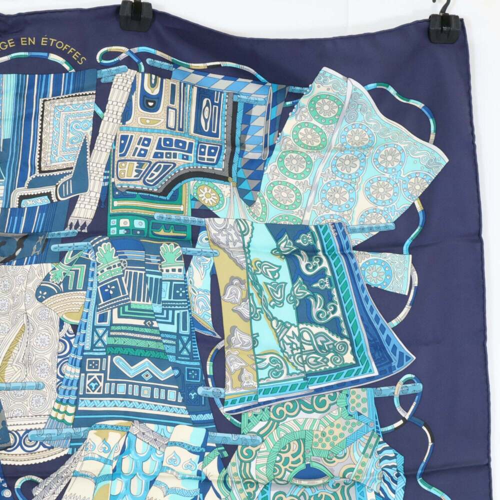 HERMES Blue Silk Scarf - Picture 3 of 7